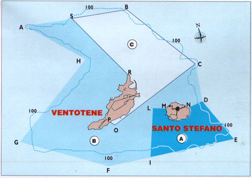 Ventotene - carta della riserva naturale